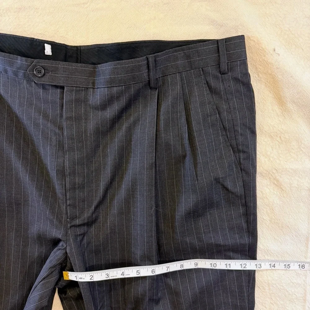 Brooks Brothers 1818 Madison Wool Dress Pants Mens 42x39 Pleated Pinstripe Italy